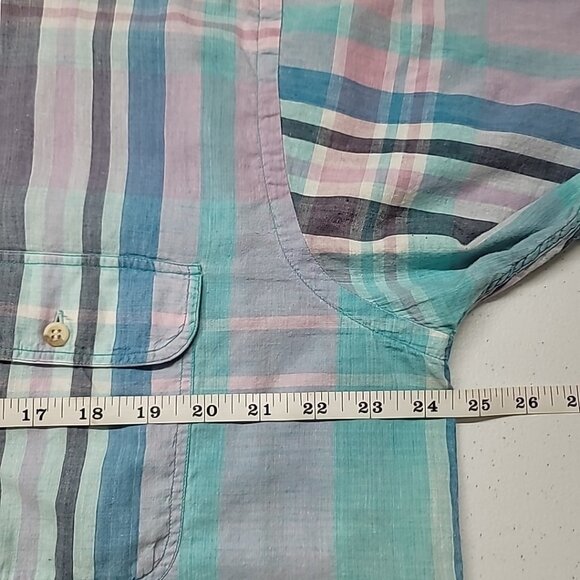 VTG WOOLRICH Mens Madras Plaid Short Sleeve Button Down Shirt Size XL Colorful - Picture 6 of 16